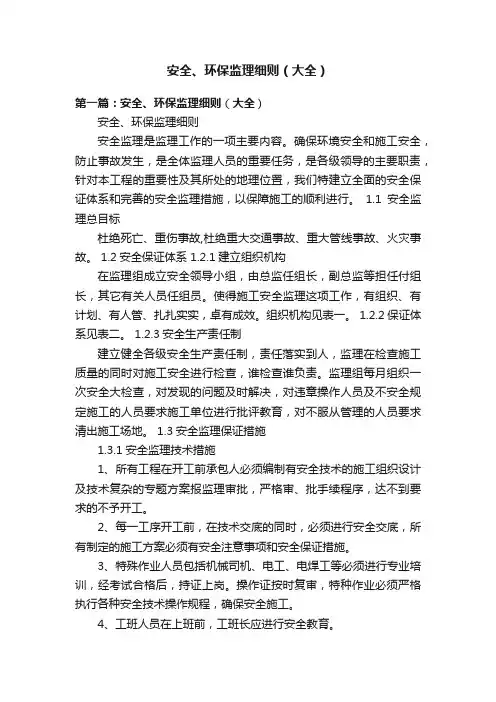安全、环保监理细则（大全）