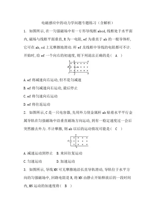 电磁感应中的动力学问题专题练习(含解析)