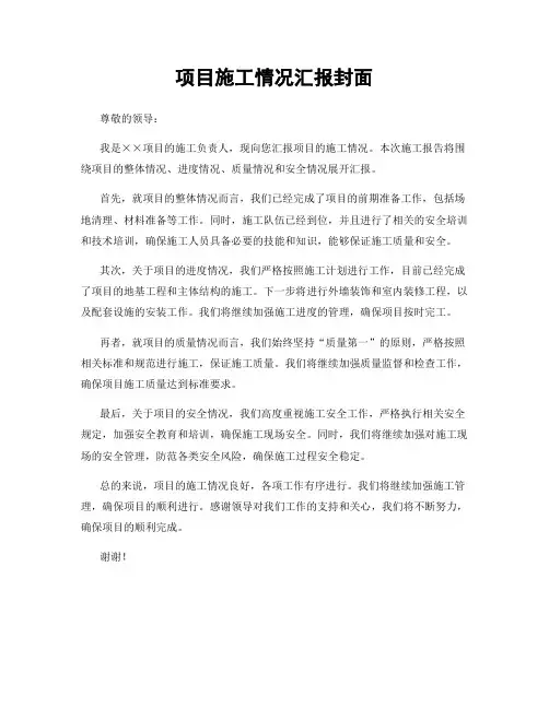 项目施工情况汇报封面