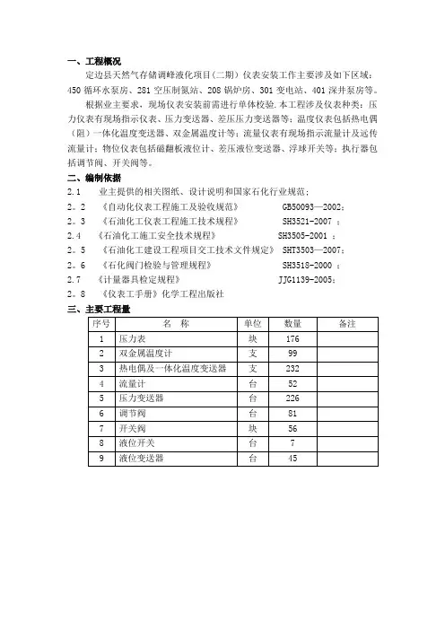 仪表校验施工方案