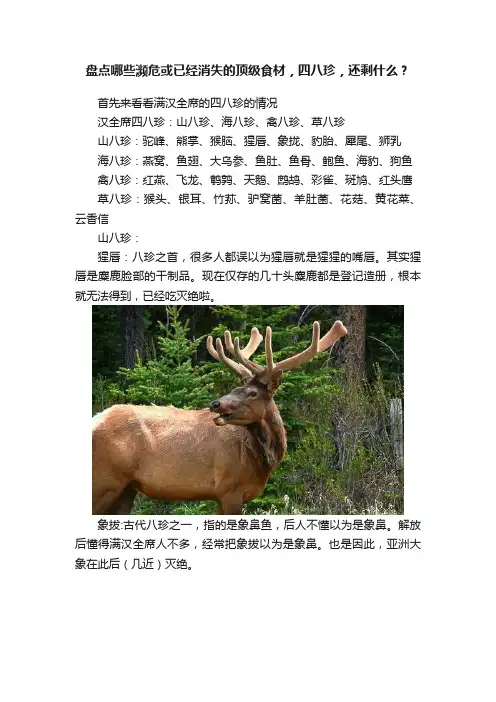 盘点哪些濒危或已经消失的顶级食材，四八珍，还剩什么？