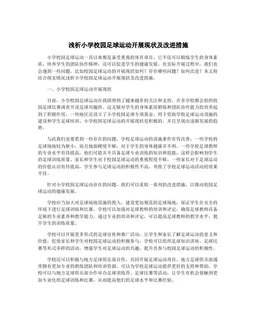 浅析小学校园足球运动开展现状及改进措施