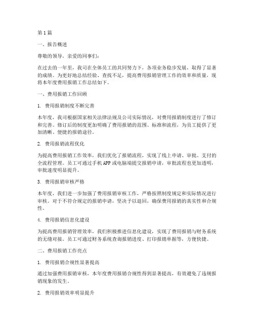 费用报销年度总结报告范文(3篇)