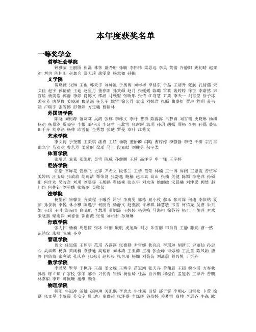 2012-2013年学校奖学金获奖名单