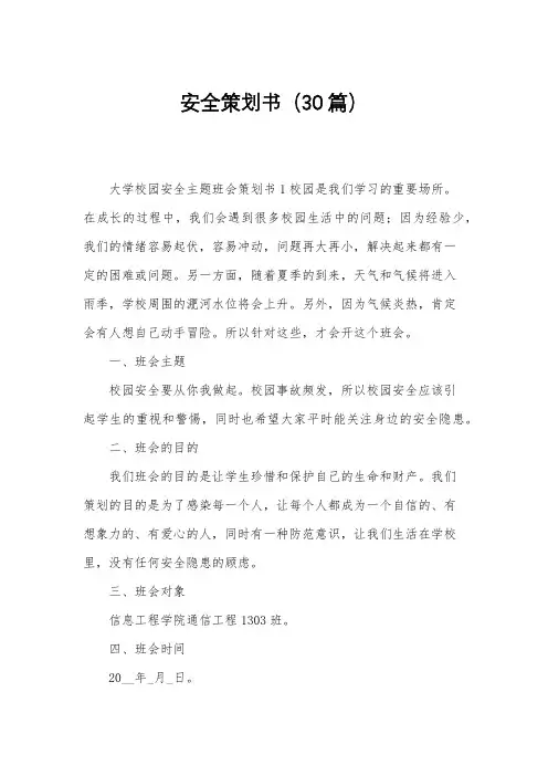 安全策划书(30篇)
