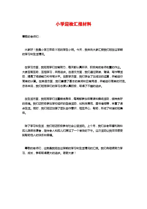 小学迎检汇报材料