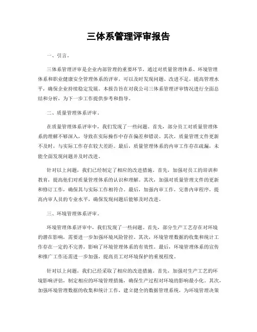三体系管理评审报告