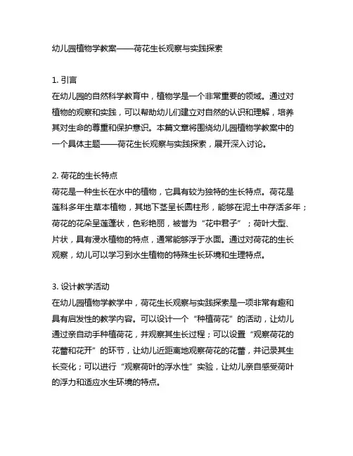 幼儿园植物学教案——荷花生长观察与实践探索