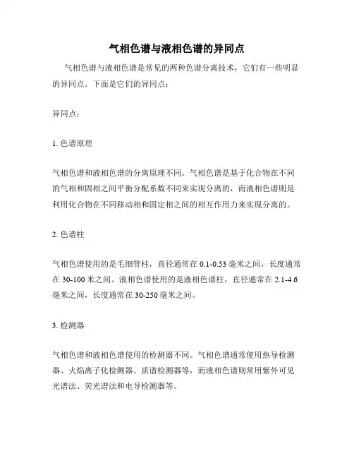 气相色谱与液相色谱的异同点