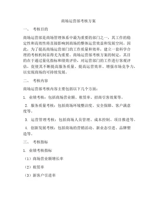 商场运营部考核方案