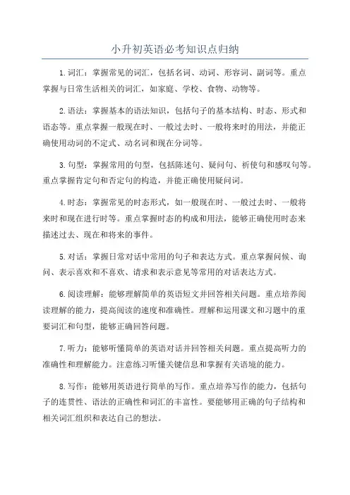 小升初英语必考知识点归纳