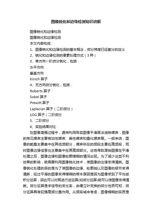 图像锐化和边缘检测知识讲解