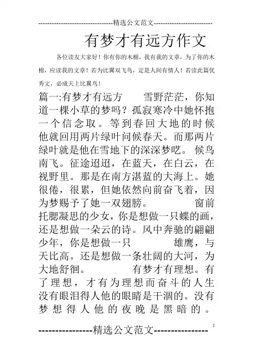 有梦才有远方作文