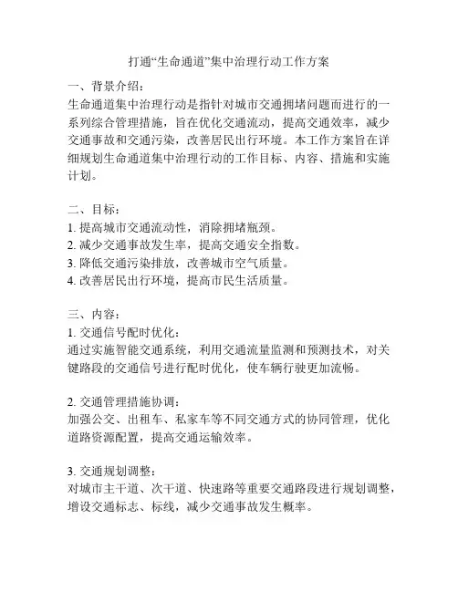 打通“生命通道”集中治理行动工作方案