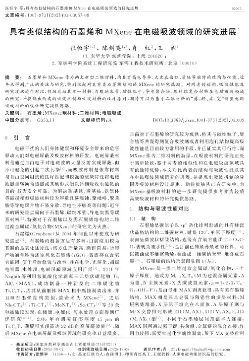 具有类似结构的石墨烯和MXene在电磁吸波领域的研究进展