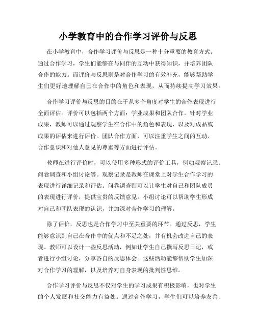 小学教育中的合作学习评价与反思