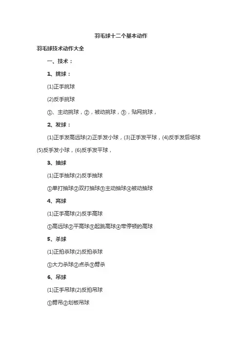 羽毛球十二个基本动作
