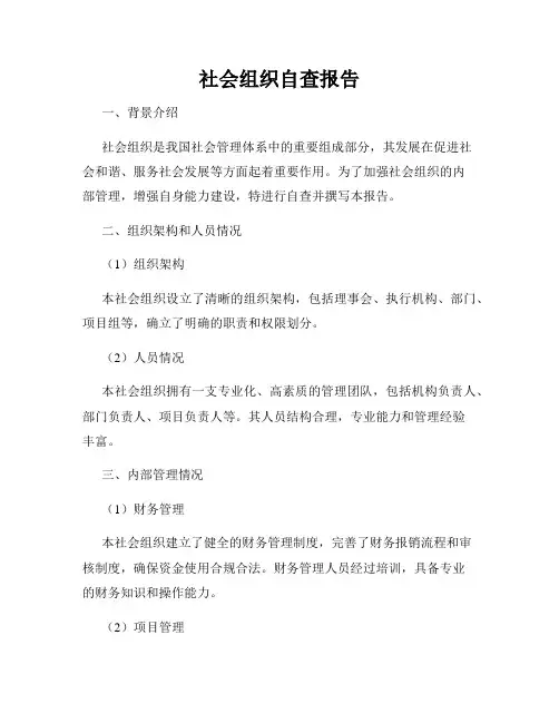 社会组织自查报告