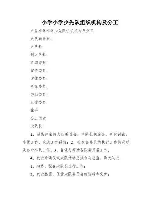 小学小学少先队组织机构及分工