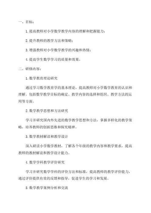 2024年小学数学校本研修计划