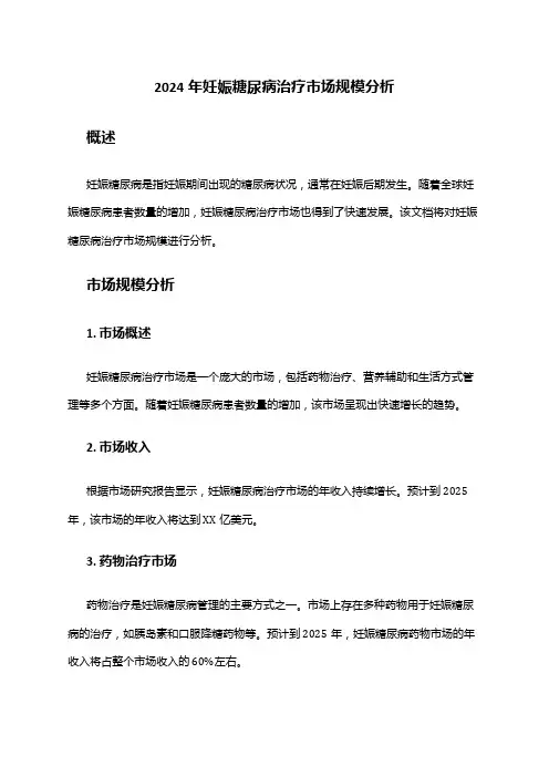 2024年妊娠糖尿病治疗市场规模分析