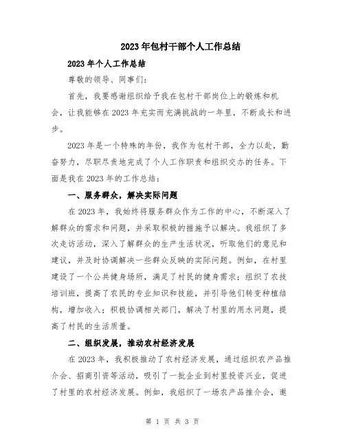 2023年包村干部个人工作总结
