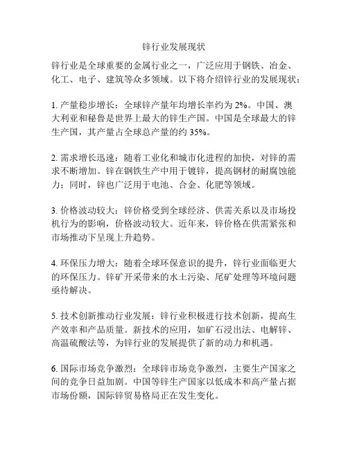 锌行业发展现状