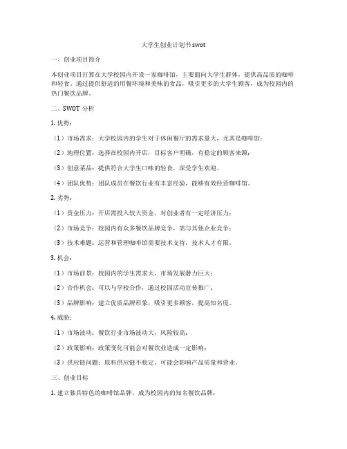 大学生创业计划书swot