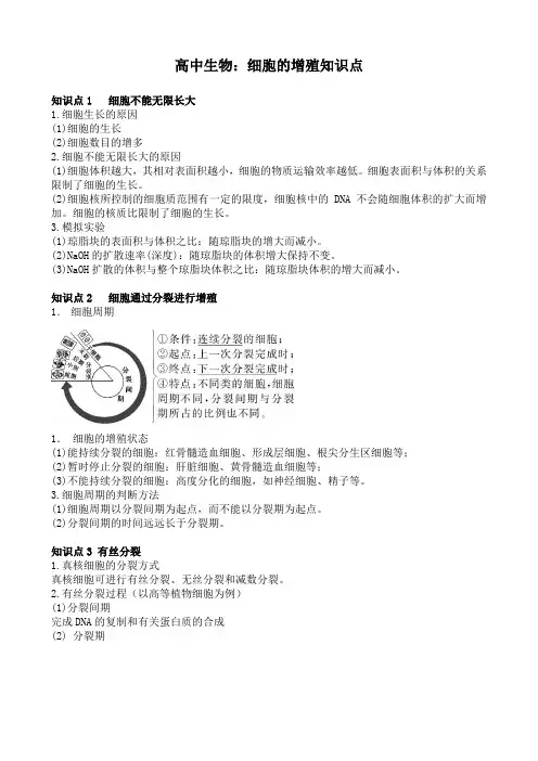 高中生物：细胞的增殖知识点