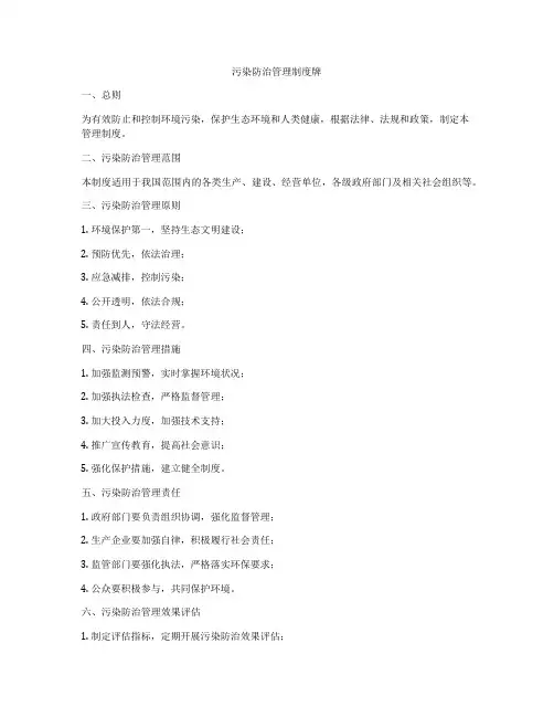 污染防治管理制度牌