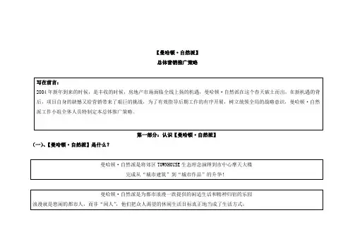 成都市曼哈顿自然派总体营销推广策略上课讲义