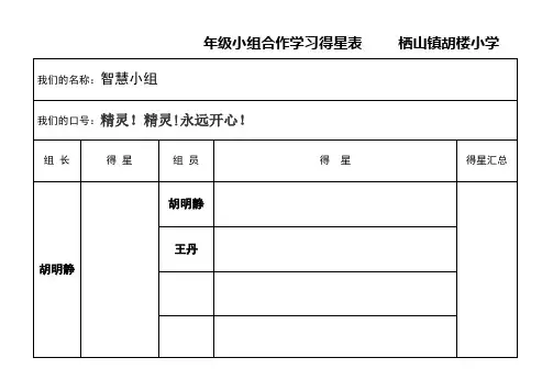 年级小组合作学习得星表
