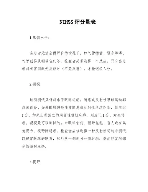 NIHSS评分量表