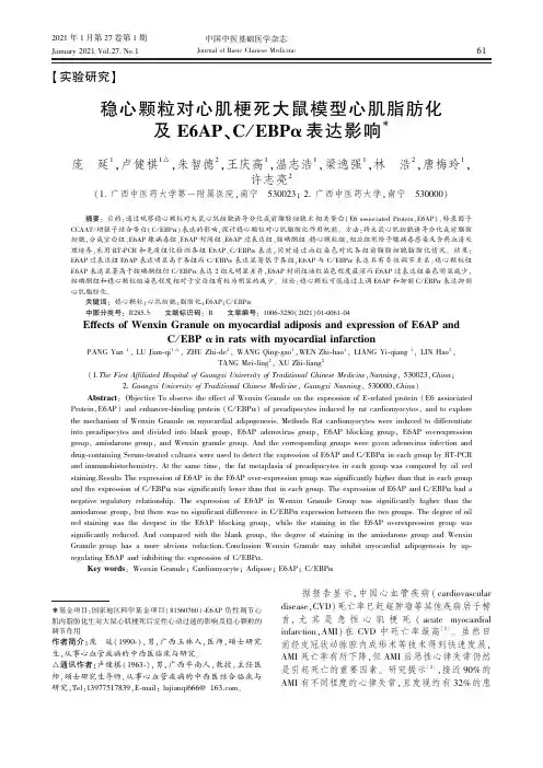 稳心颗粒对心肌梗死大鼠模型心肌脂肪化及E6AP、CEBPα表达影响