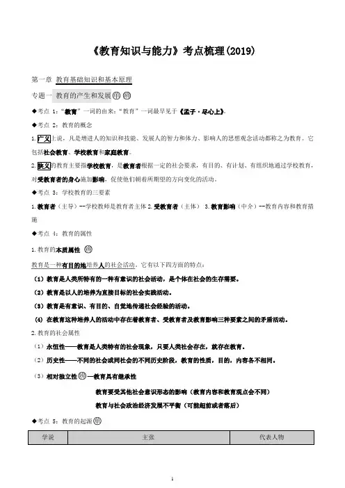 2019年中学教育知识与能力考点整理(全)