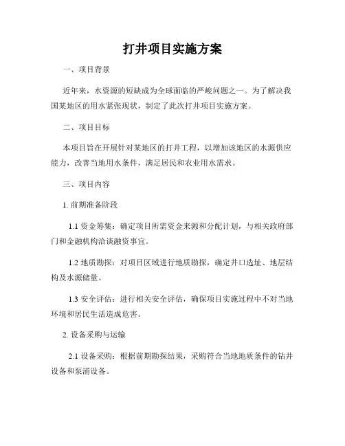 打井项目实施方案