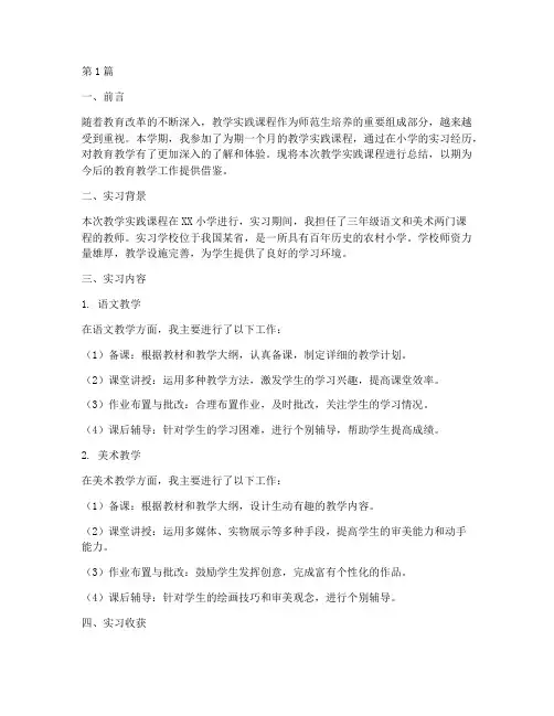 教学实践课程总结报告(3篇)