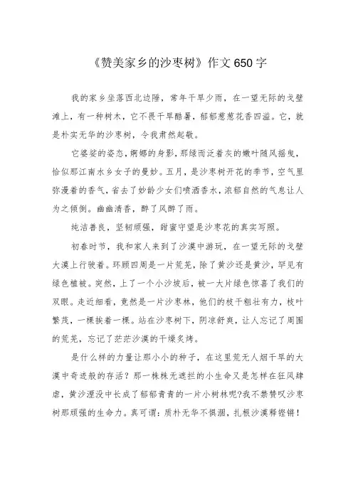 《赞美家乡的沙枣树》作文650字