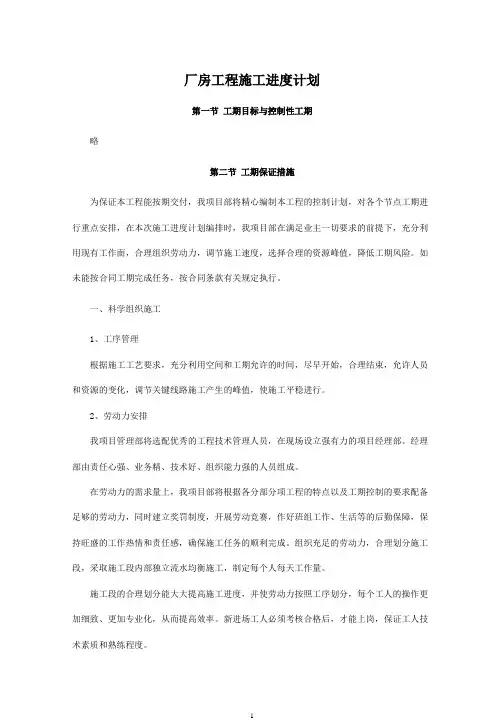 厂房工程施工进度计划