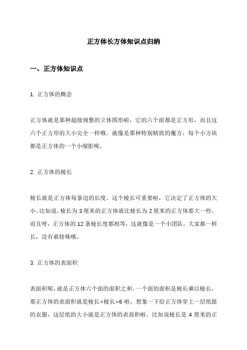 正方体长方体知识点归纳