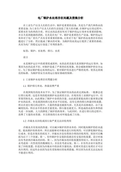 电厂锅炉水处理存在问题及措施分析