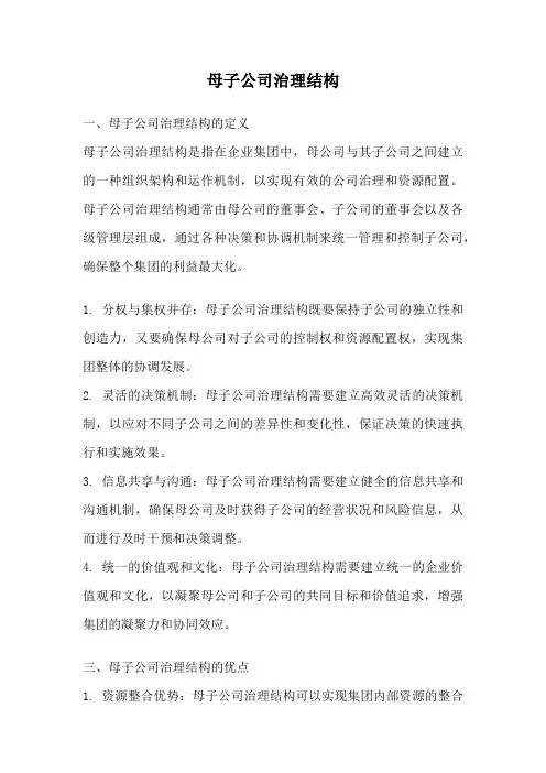 母子公司治理结构