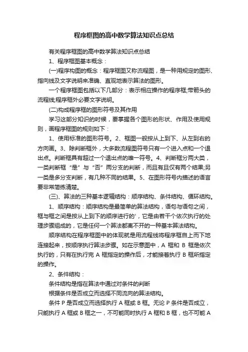 程序框图的高中数学算法知识点总结