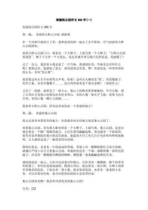 美丽的公园作文300字