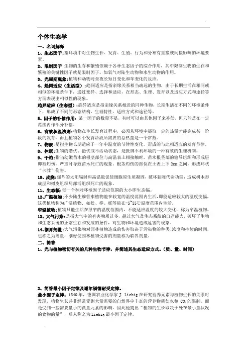 园林生态学考试重点总结(精简准确)