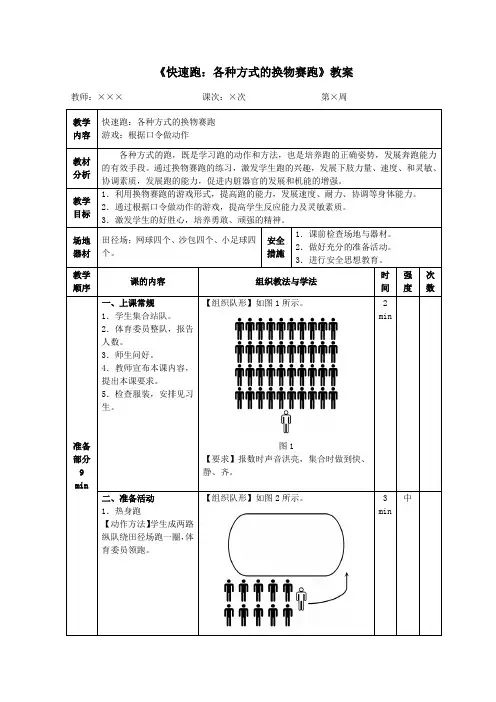 《快速跑：各种方式的换物赛跑》教案