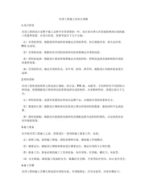 吊顶工程施工知识点讲解