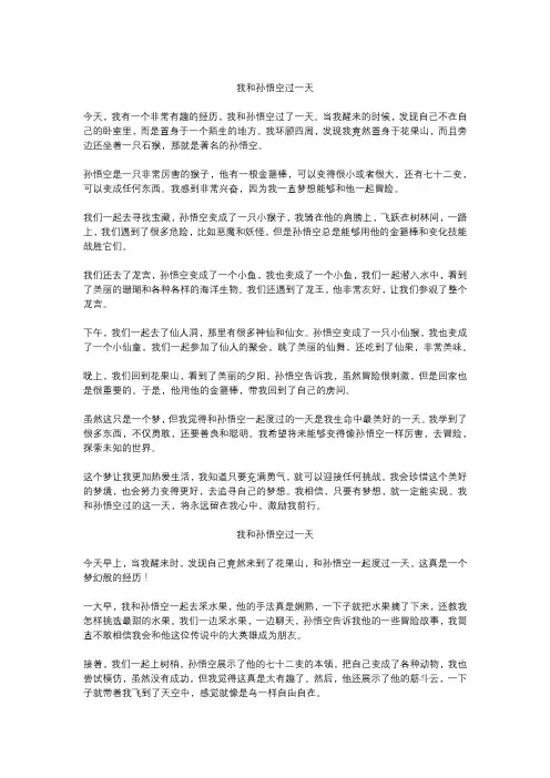 我和孙悟空过的一天精选作文5篇