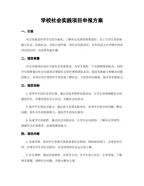 学校社会实践项目申报方案