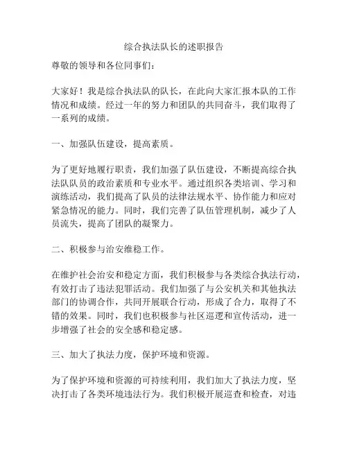 综合执法队长的述职报告